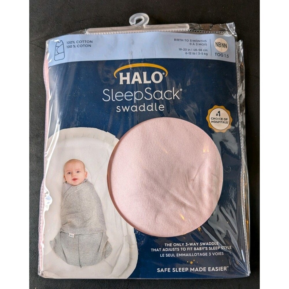Halo SleepSack 100% Cotton Swaddle Soft Pink Newborn 6-12 Lbs